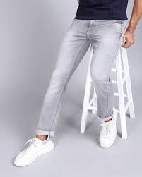Slim Fit Mens Pant In Stretch Light Gray