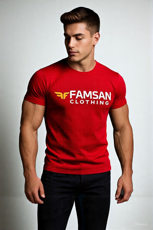 Mens T'Shirt 100% Cotton Fabrics Red