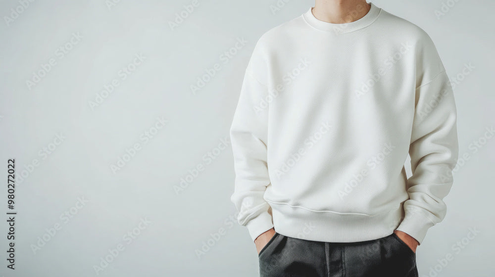 Sweat Men's Sweat Shirt Fleece Fabrics White